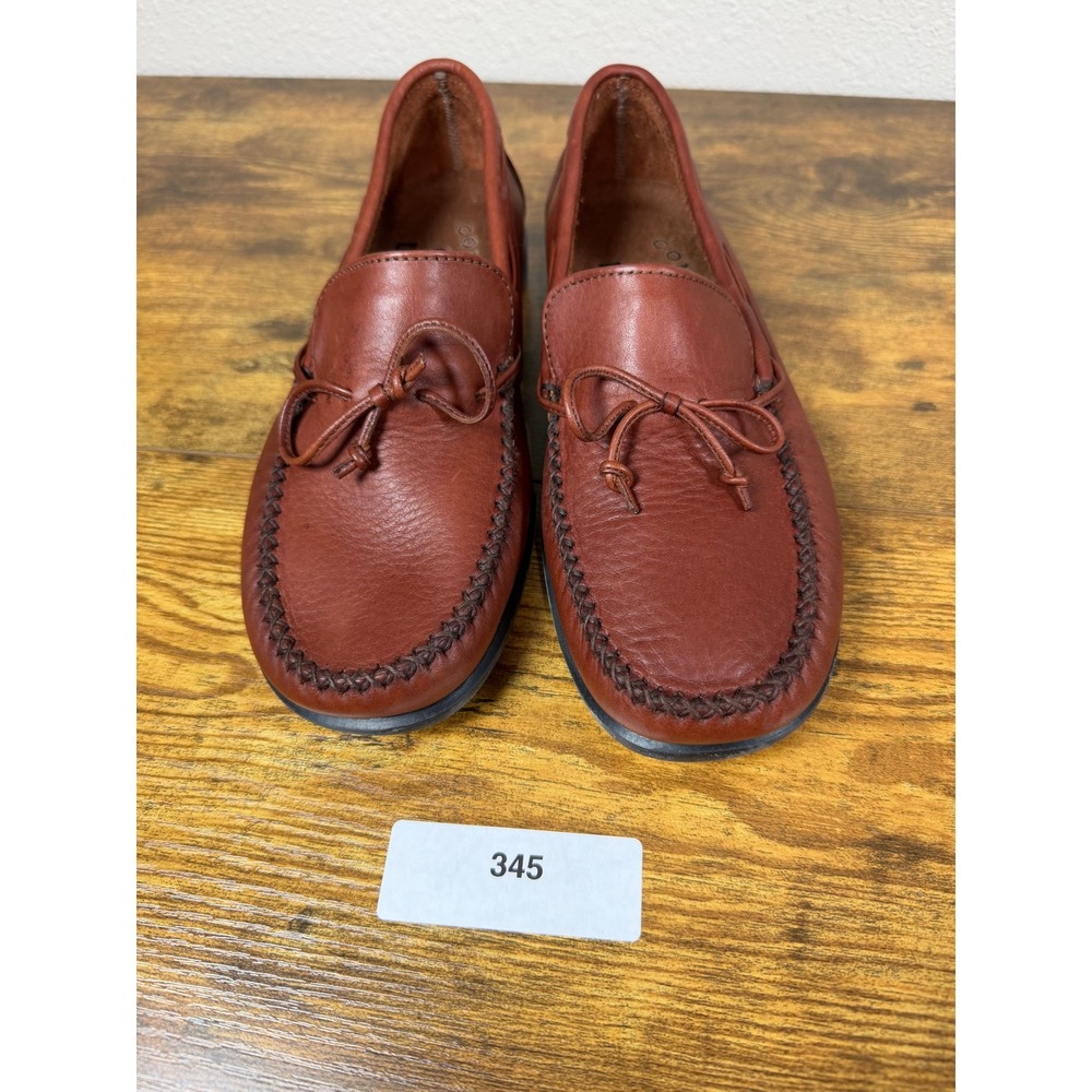 Dexter Comfort Brown Leather Loafers Bow Whipstitch Flats T464-5 Womens 7M